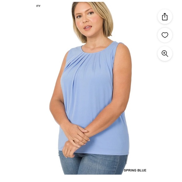3X Zenana Spring Blue Sleeveless Blouse - Picture 8 of 12